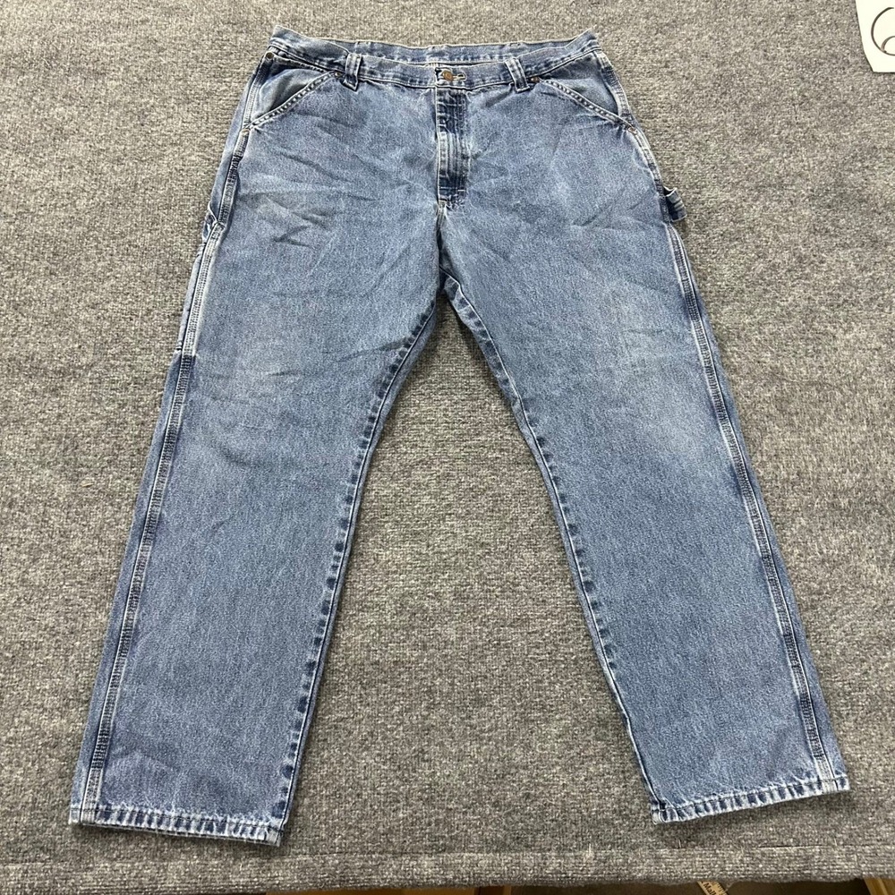 Wrangler Carpenter Jeans Mens Size 36x32 Blue Denim Utility Workwear Relaxed Fit